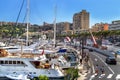 Monaco, France Ã¢â¬â July 24, 2017: Scenic view of city streets with building and marina with expensive yacht of luxury Monaco.